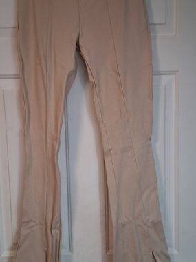 Fashion Nova Beige High-Waist Flare Pants Juniors Casual Bottoms